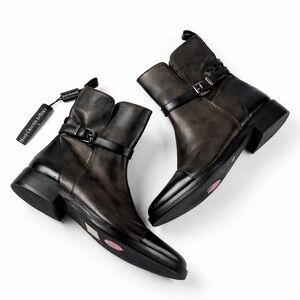 Stelle Monelle Black Leather Ankle Boots with Buckle Women’s Size EU 36